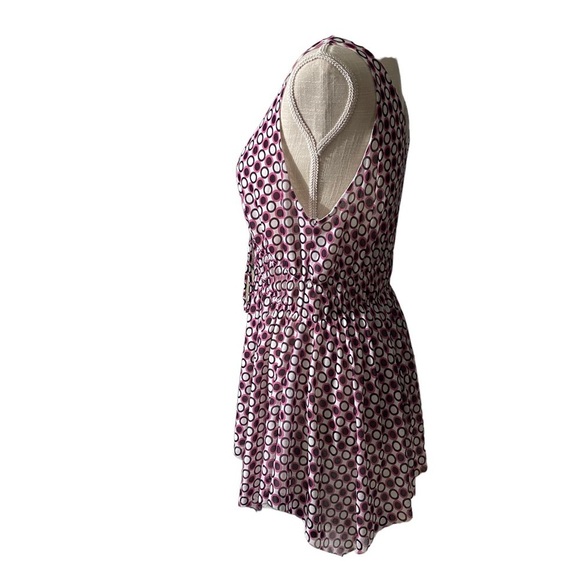 Michael Kors Pink White Black Polka Dot All Over Halter V-Neck Mini Dress M NWT - Picture 3 of 10